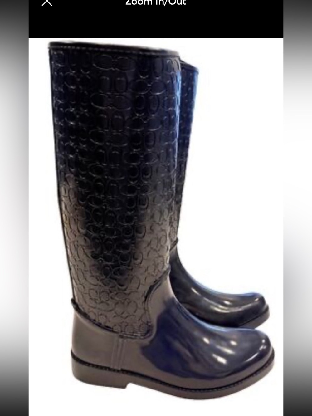 Coach Tudor Midnight Navy Shiny Rubber Knee-High Boots